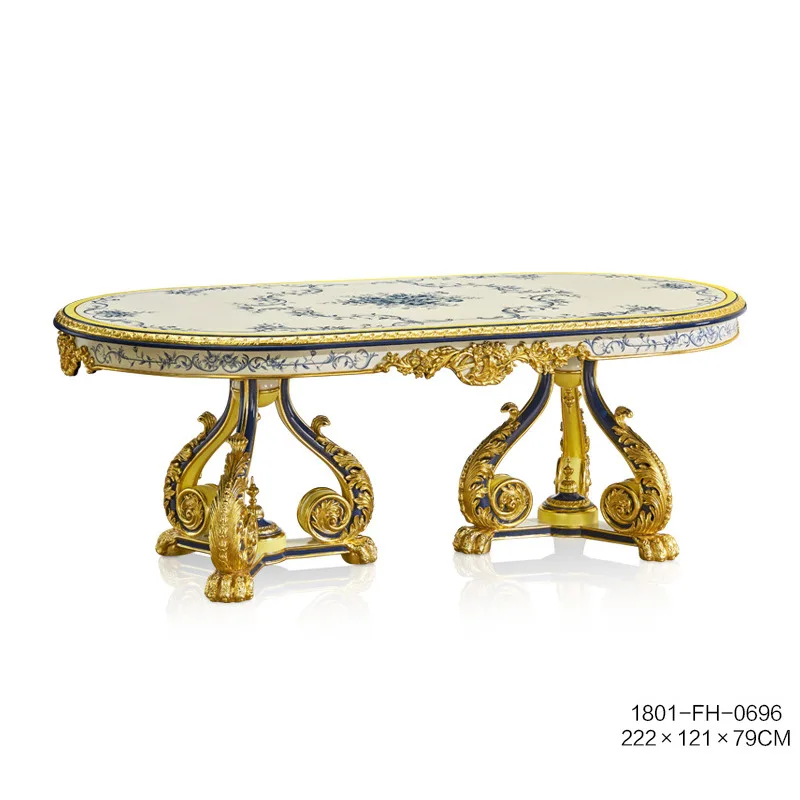 French court dining table hand-painted blue and white living room 2 meters large dining table and chair combination
French court dining table hand-painted blue and white living room 2 meters large dining table and chair combination