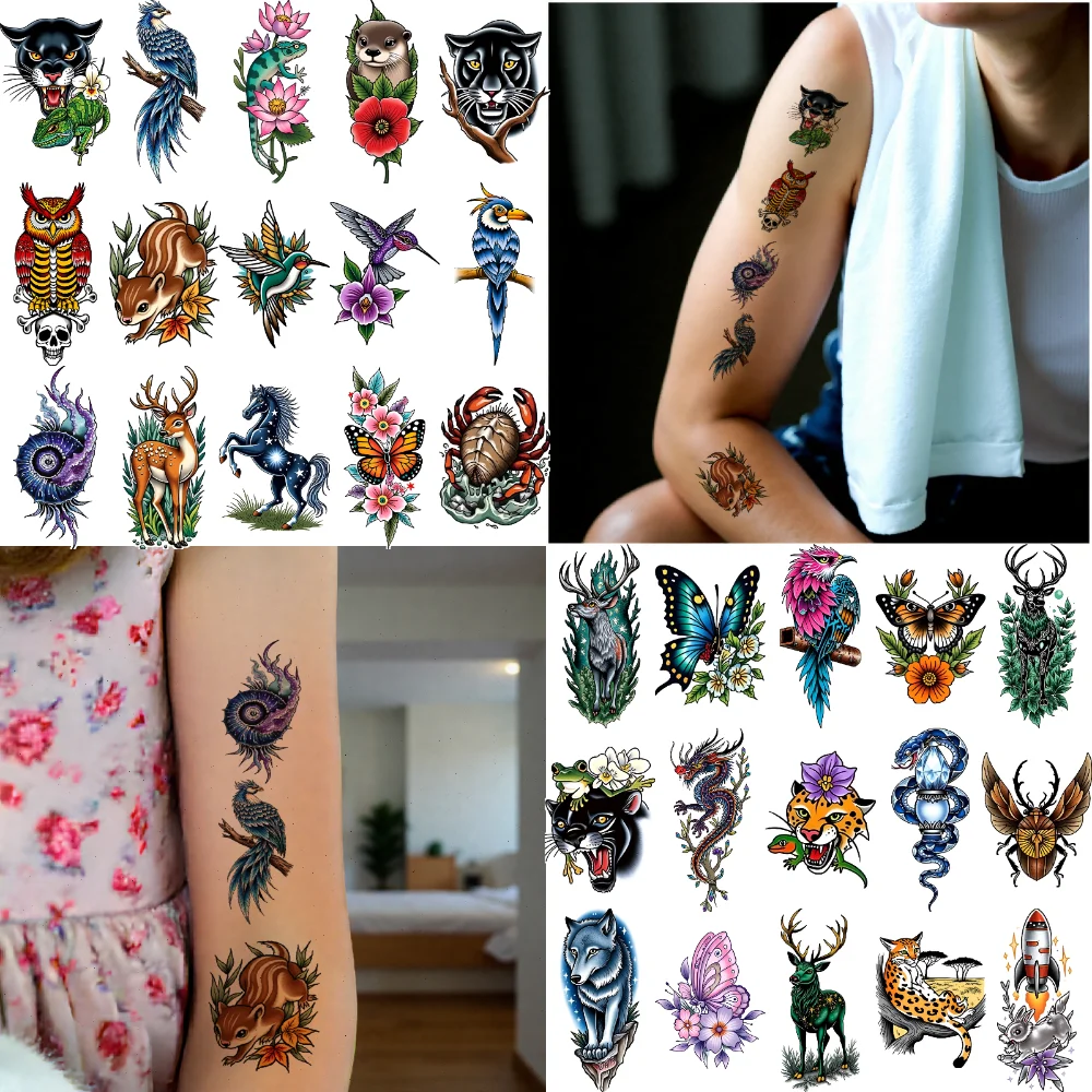 63pcs Temporary Tattoo Nature Tattoos New School Traditional Animal Tattoos Waterproof Long-lasting Body Stickers For Chest
63pcs Temporary Tattoo Nature Tattoos New School Traditional Animal Tattoos Waterproof Long-lasting Body Stickers For Chest