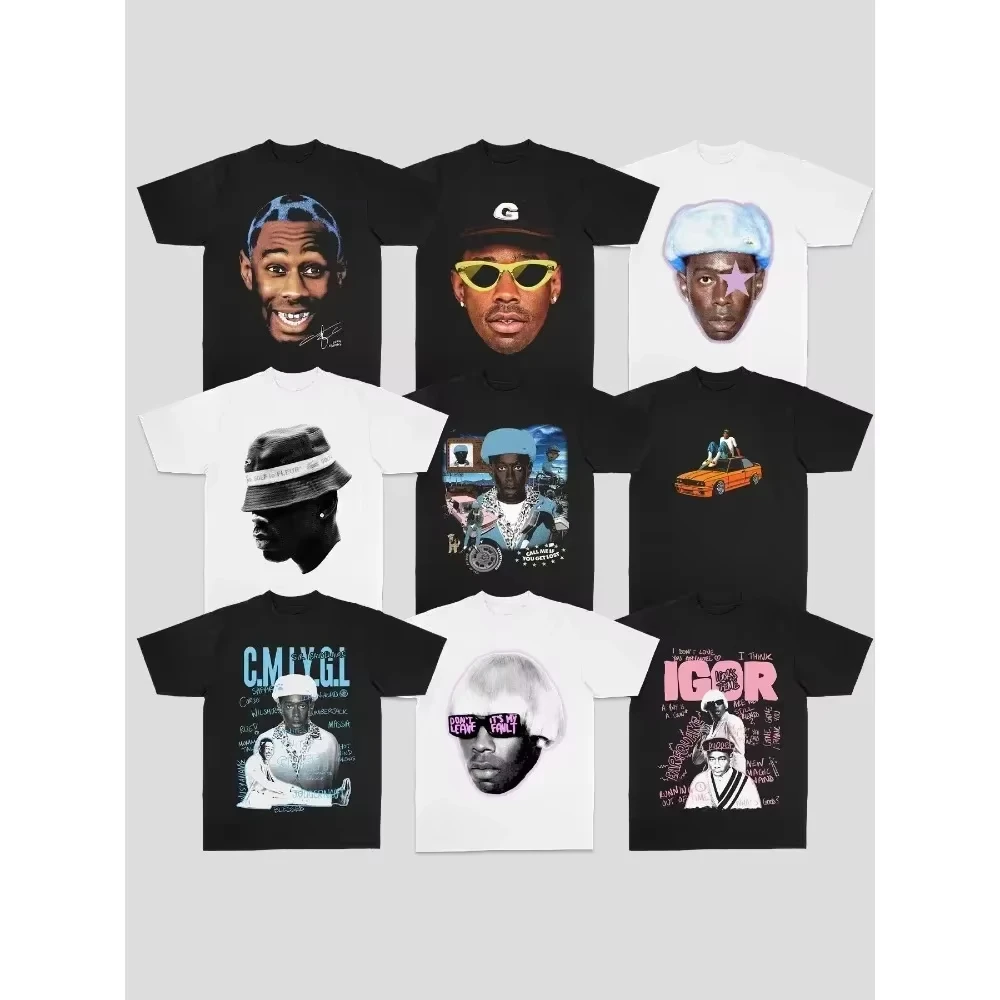 Летняя мужская и женская футболка Tyler The Cleator Creator Tyler Rap Hiphop American Street Print Direct Spray, хлопковая футболка с короткими рукавами
Летняя мужская и женская футболка Tyler The Cleator Creator Tyler Rap Hiphop American Street Print Direct Spray, хлопковая футболка с короткими рукавами