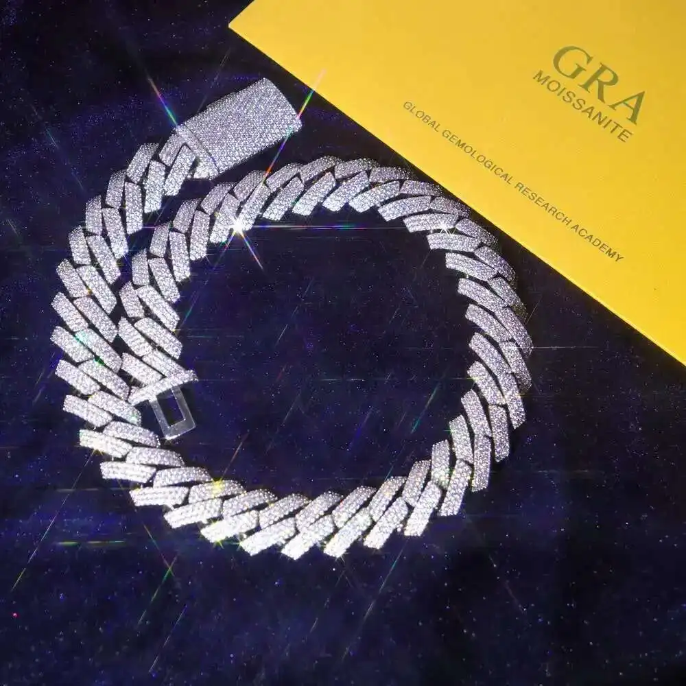 High Quality Fine Jewelry Diamond Vvs Moissanite Miami Iced Out Cuban Link Chain in Silver 925 for Men Women
High Quality Fine Jewelry Diamond Vvs Moissanite Miami Iced Out Cuban Link Chain in Silver 925 for Men Women
