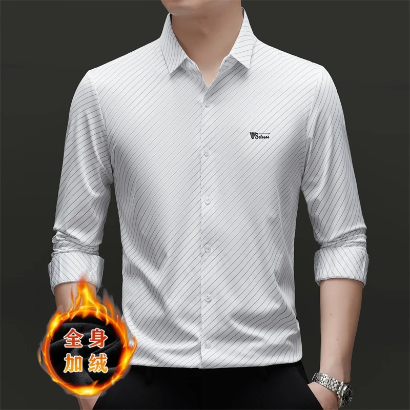Winter Seamless Warm Shirt for Men Thickened Slim Fit Casual Social Formal Shirts Long Sleeve Social Office Uniform Shirts 2025
Winter Seamless Warm Shirt for Men Thickened Slim Fit Casual Social Formal Shirts Long Sleeve Social Office Uniform Shirts 2025