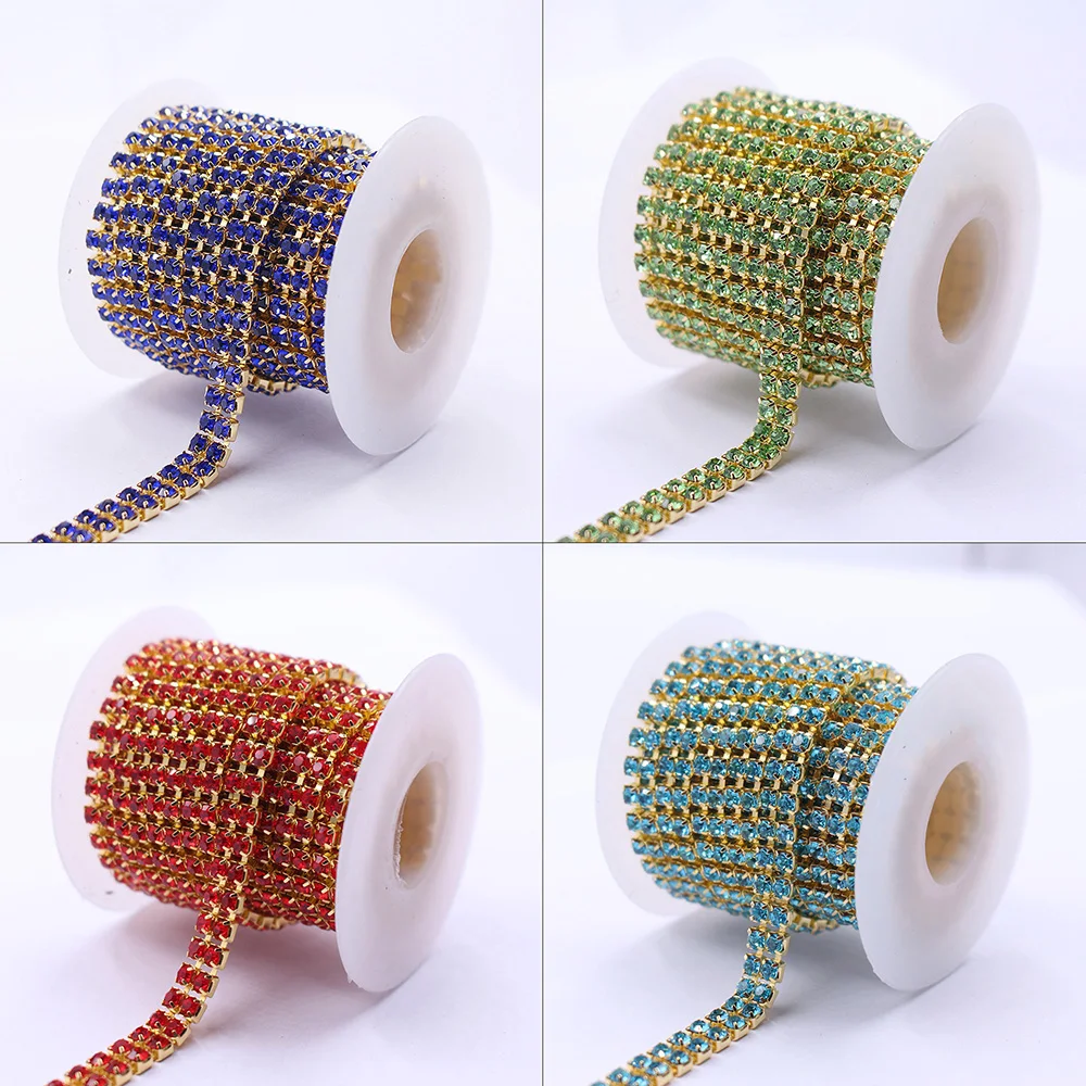 2-рядная цепочка со стразами и золотыми когтями, плоская задняя часть, блестящие кристаллы, камни, отделка, стеклянные бусины, пришивная цепочка со стразами для одежды, поделок
2-рядная цепочка со стразами и золотыми когтями, плоская задняя часть, блестящие кристаллы, камни, отделка, стеклянные бусины, пришивная цепочка со стразами для одежды, поделок