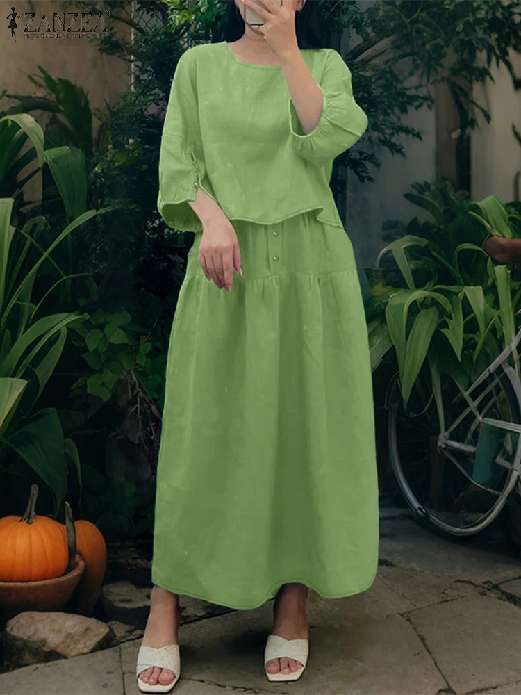 ZANZEA однотонные комплекты платьев, женские винтажные топы с короткими рукавами и длинными платьями, коллекция 2025 года, повседневная рабочая одежда OL, одинаковые комплекты из 2 предметов
ZANZEA однотонные комплекты платьев, женские винтажные топы с короткими рукавами и длинными платьями, коллекция 2025 года, повседневная рабочая одежда OL, одинаковые комплекты из 2 предметов