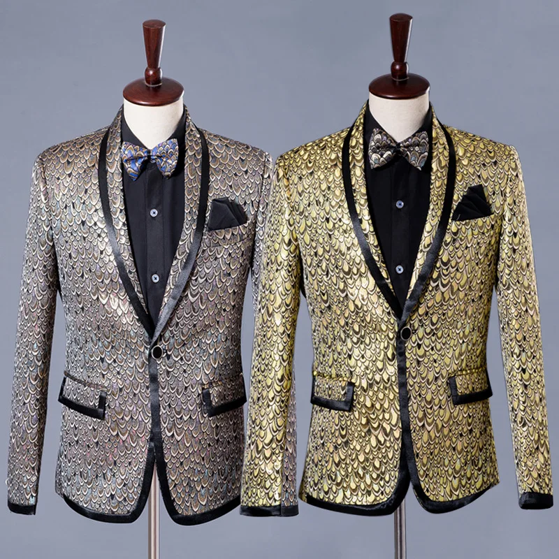 HOO 2024 Men's Scale Pattern Color Matching Suit Host Studio Groom Wedding blazer
HOO 2024 Men's Scale Pattern Color Matching Suit Host Studio Groom Wedding blazer