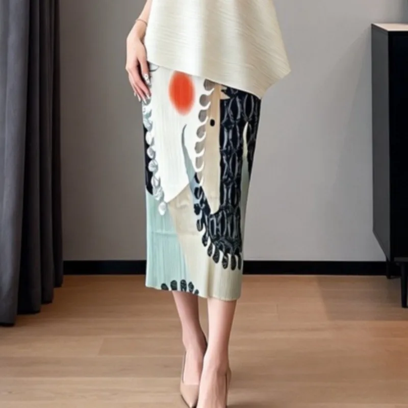 Miyake Pleated Skirt Plisse Women 2026 Summer New Artistic Abstract Portrait Print High Waist Jupe Slim Mid-Length Fold Skirt
Miyake Pleated Skirt Plisse Women 2026 Summer New Artistic Abstract Portrait Print High Waist Jupe Slim Mid-Length Fold Skirt