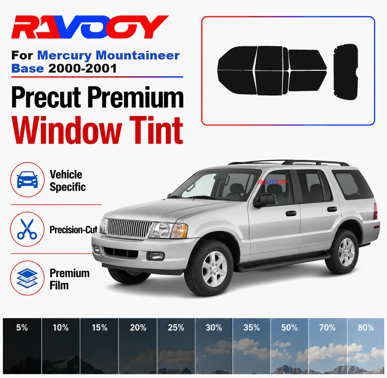 Premium Precut Window Tint Kit Front Rear Windows Rear Windshield For Mercury Mountaineer Base 2000-2001 Nano Ceramic Film
Premium Precut Window Tint Kit Front Rear Windows Rear Windshield For Mercury Mountaineer Base 2000-2001 Nano Ceramic Film