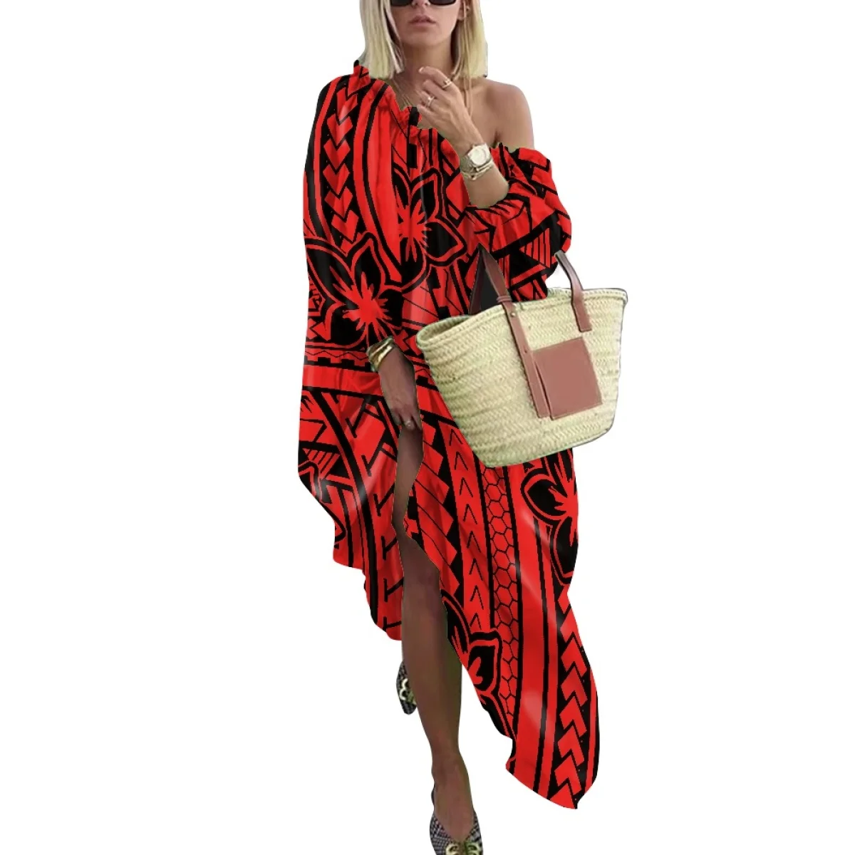 Brand New Hawaiian Maile Leaves Printed Women Off Shoulder Dress Wholesale Suspender Design Printed Pleated Women Maxi Dress
Brand New Hawaiian Maile Leaves Printed Women Off Shoulder Dress Wholesale Suspender Design Printed Pleated Women Maxi Dress