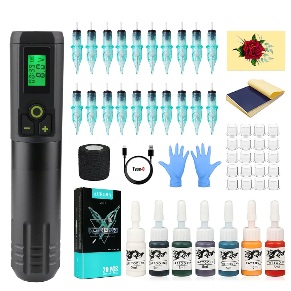 Wireless Tattoo Pen Machine Kit Complete Rotary Tattoo Gun with 2000mAh Battery and Cartridge Needles Ink Set Tattoo Supplies
Wireless Tattoo Pen Machine Kit Complete Rotary Tattoo Gun with 2000mAh Battery and Cartridge Needles Ink Set Tattoo Supplies