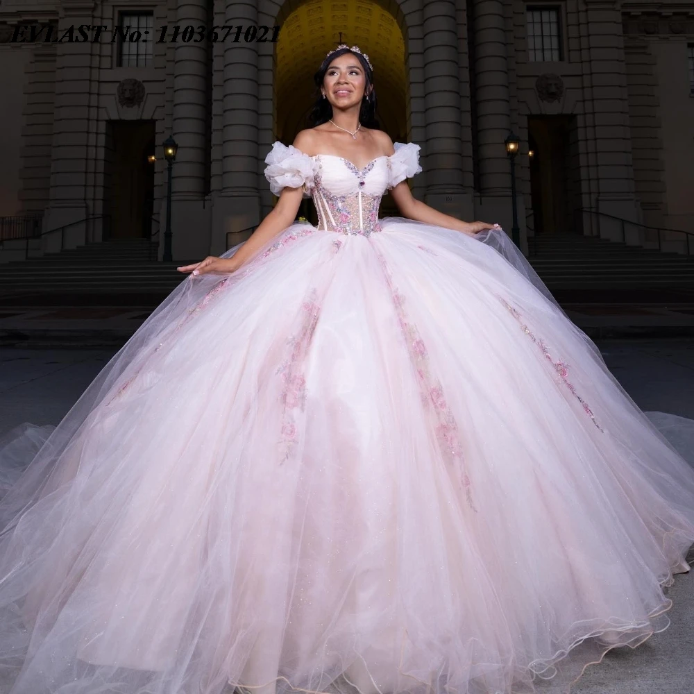 EVLAST Customized Pink Quinceanera Dress Ball Gown Floral Applique Beaded Crystal Corset Sweet 16 Vestidos De 15 Anos SQ765
EVLAST Customized Pink Quinceanera Dress Ball Gown Floral Applique Beaded Crystal Corset Sweet 16 Vestidos De 15 Anos SQ765