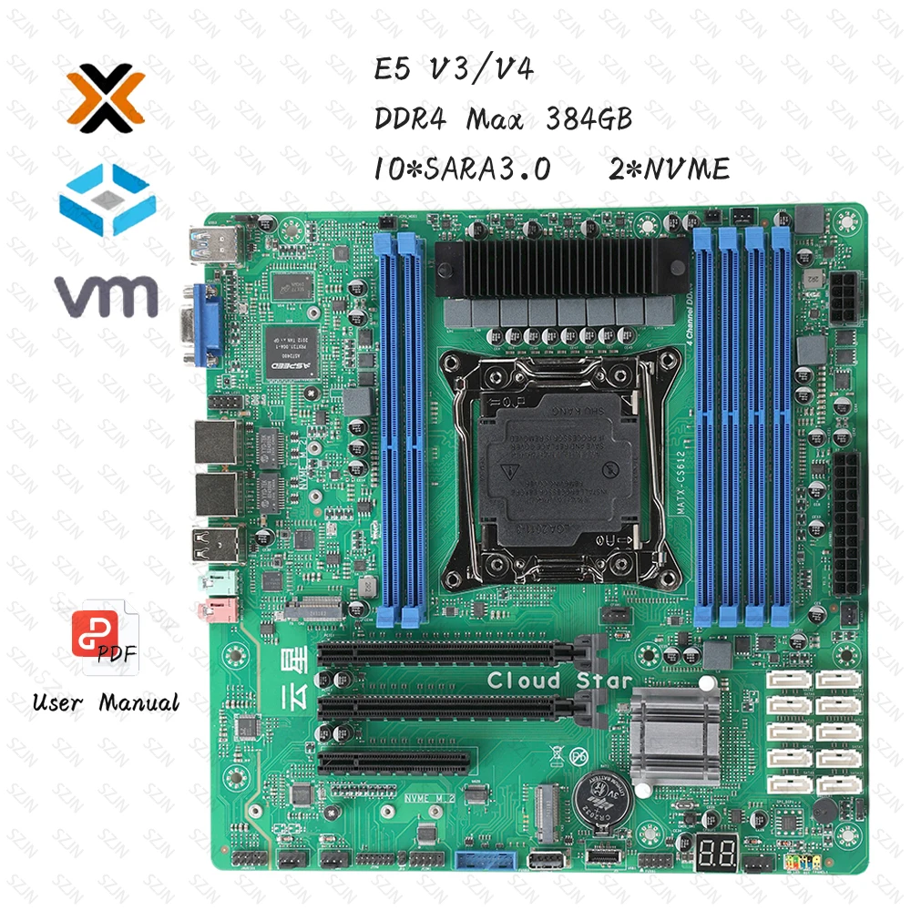 XEON Nas Motherboard Kit 10 SATA with E5 2680V4 DDR4 64GB Support Turbo PCIE Split for NAS Router Sever 2x2.5GbE I226 24*24cm
XEON Nas Motherboard Kit 10 SATA with E5 2680V4 DDR4 64GB Support Turbo PCIE Split for NAS Router Sever 2x2.5GbE I226 24*24cm