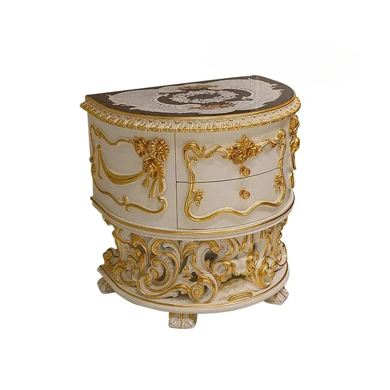 European solid wood bedside table French luxury gold-painted carved bedroom locker high-end furniture
European solid wood bedside table French luxury gold-painted carved bedroom locker high-end furniture