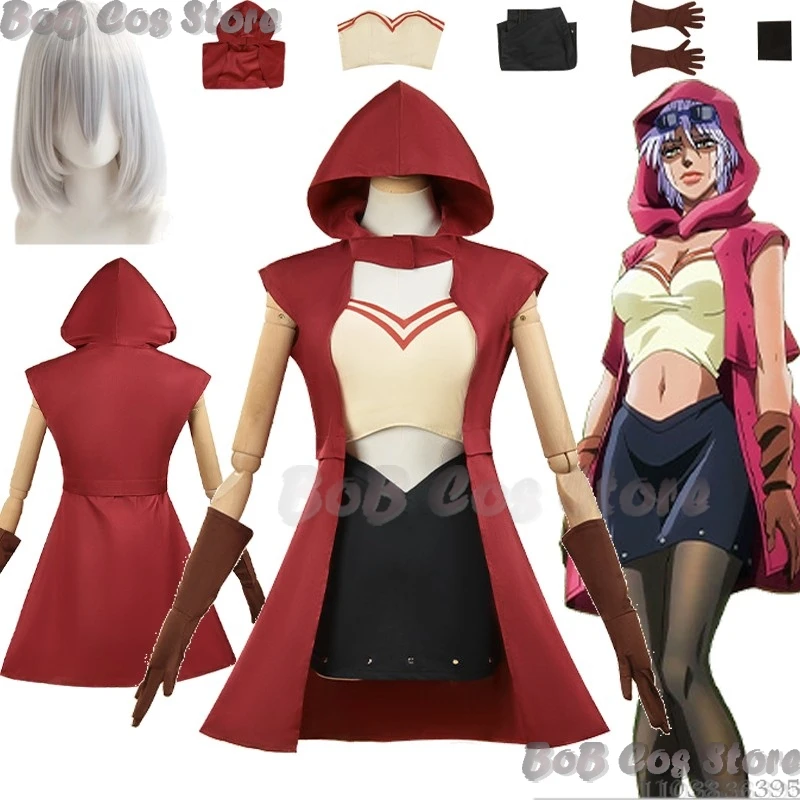 Mariah Anime J0 Cosplay Costume Red Cape Sexy Dress White Silver Short Wig Prop Fancy Suit Halloween Party Clothes Full Set Cos
Mariah Anime J0 Cosplay Costume Red Cape Sexy Dress White Silver Short Wig Prop Fancy Suit Halloween Party Clothes Full Set Cos