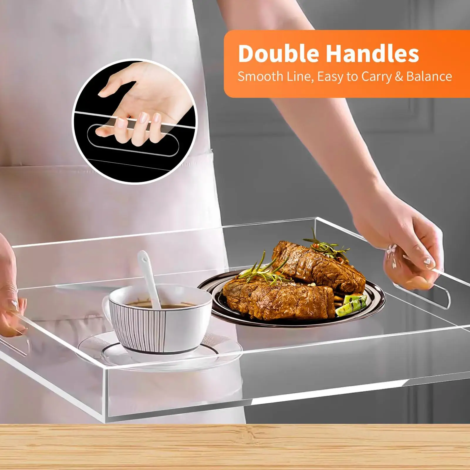 Clear Acrylic Tray 2 Pieces Leakproof With Handles Table Decor Acrylic Tray Display Organizer For Food Snack Dessert Coffee
Clear Acrylic Tray 2 Pieces Leakproof With Handles Table Decor Acrylic Tray Display Organizer For Food Snack Dessert Coffee