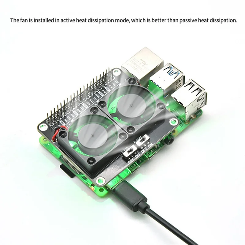 High Quality-Dual Cooling Fan Shield Forraspberry Pi 4B Forraspberry Pi 5B Withheat Sink Green LED RPI Radiator
High Quality-Dual Cooling Fan Shield Forraspberry Pi 4B Forraspberry Pi 5B Withheat Sink Green LED RPI Radiator