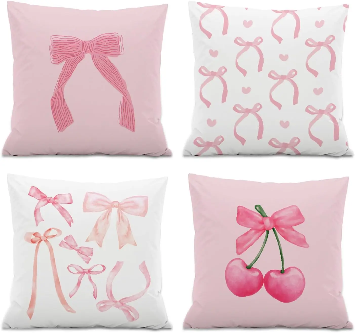 Girls Room Decorative Pillow Covers Coquette Room Decor,Pink Preppy Bow Cherry Throw Pillow Covers for Home Bedroom 4pc
Girls Room Decorative Pillow Covers Coquette Room Decor,Pink Preppy Bow Cherry Throw Pillow Covers for Home Bedroom 4pc