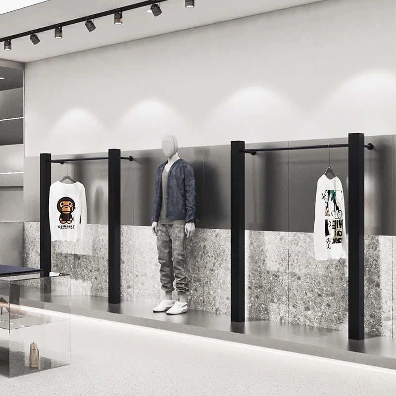 Customized. Clothing Store Display Stand Stainless Steel Black Wall Hanger Men's Women's Clothing Store Shelf Light Luxury Displ
Customized. Clothing Store Display Stand Stainless Steel Black Wall Hanger Men's Women's Clothing Store Shelf Light Luxury Displ