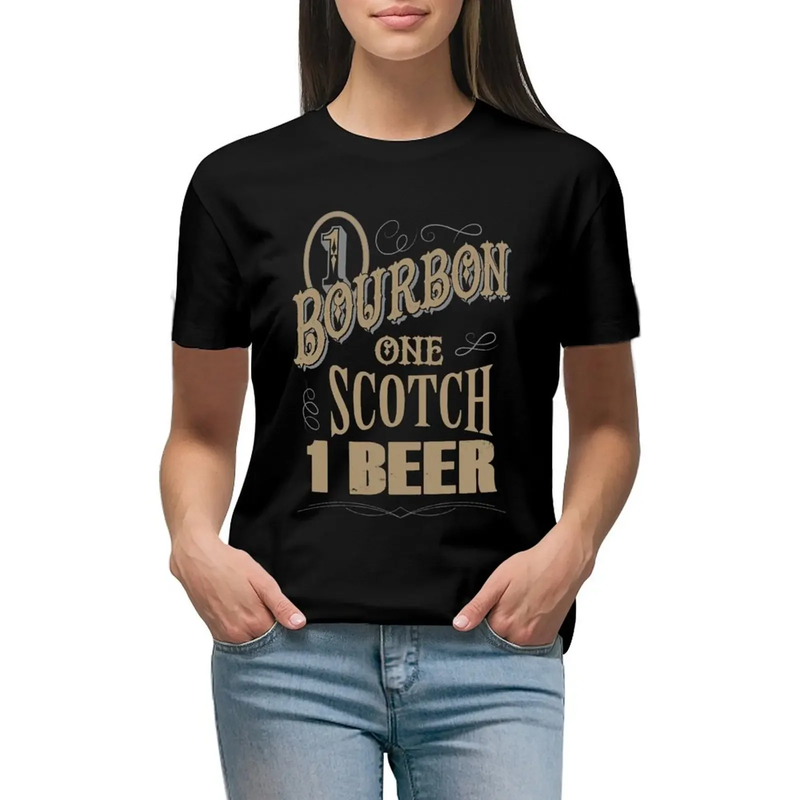 One bourbon one scotch one beer T-Shirt plain tops oversized animal print shirt for girls T-shirts for Women
One bourbon one scotch one beer T-Shirt plain tops oversized animal print shirt for girls T-shirts for Women