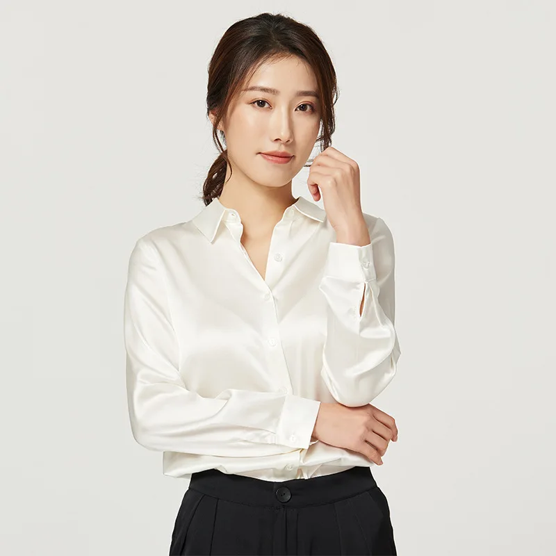 Real Satin Silk Shirt Women Classic Long Sleeve Tops Solid Color Professional Business Office Lady Wear Stretchy Elegant Tees
Real Satin Silk Shirt Women Classic Long Sleeve Tops Solid Color Professional Business Office Lady Wear Stretchy Elegant Tees