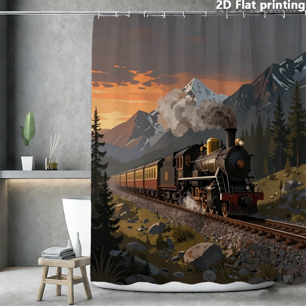 Waterproof Shower Curtain Steampunk Train Mountain Landscape Mural Bathroom Decor Vintage Locomotive Railway Art Curtain
Waterproof Shower Curtain Steampunk Train Mountain Landscape Mural Bathroom Decor Vintage Locomotive Railway Art Curtain