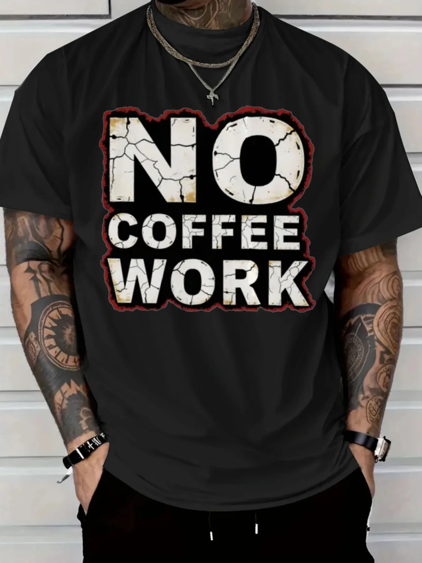 Мужская забавная футболка с рисунком No Coffee No Work и треснутой текстурой, рубашка свободного покроя, удобный тканевый топ с принтом
Мужская забавная футболка с рисунком No Coffee No Work и треснутой текстурой, рубашка свободного покроя, удобный тканевый топ с принтом