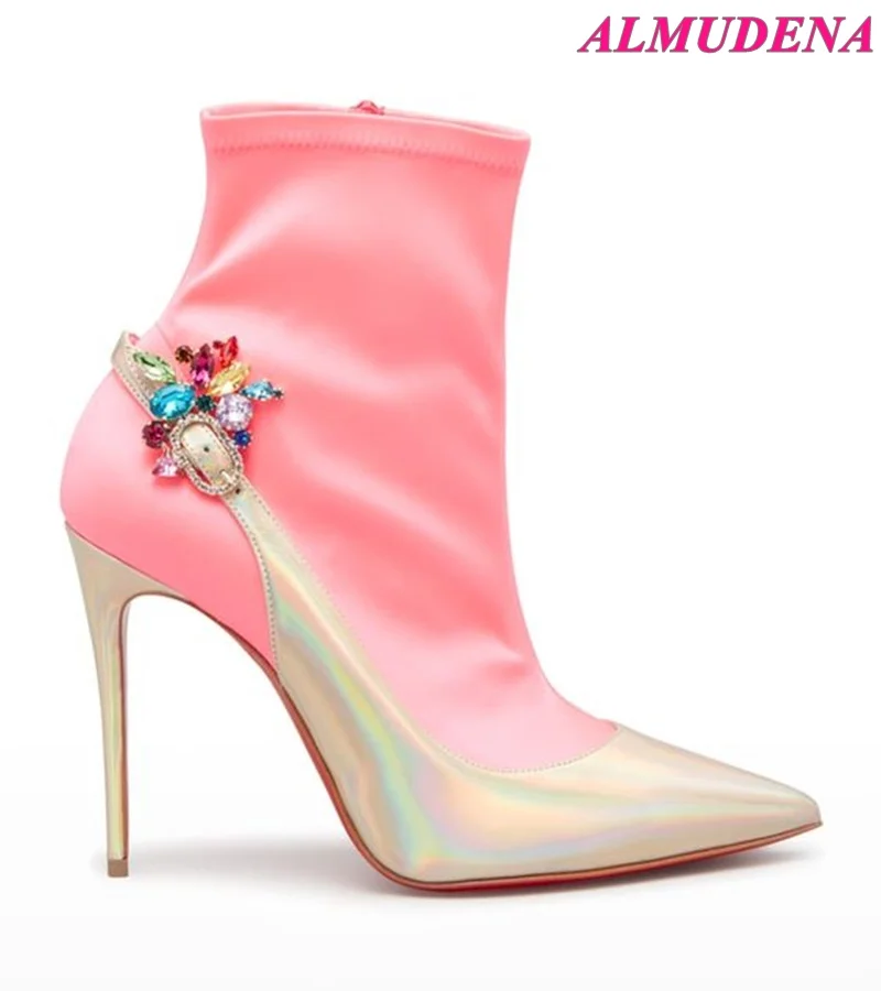 Diamond Flower Pink Leather Sock Boots Women Pointed Toe High Heels Black Ankle Boots Winter Luxury Designer Sexy Lady Shoes
Diamond Flower Pink Leather Sock Boots Women Pointed Toe High Heels Black Ankle Boots Winter Luxury Designer Sexy Lady Shoes