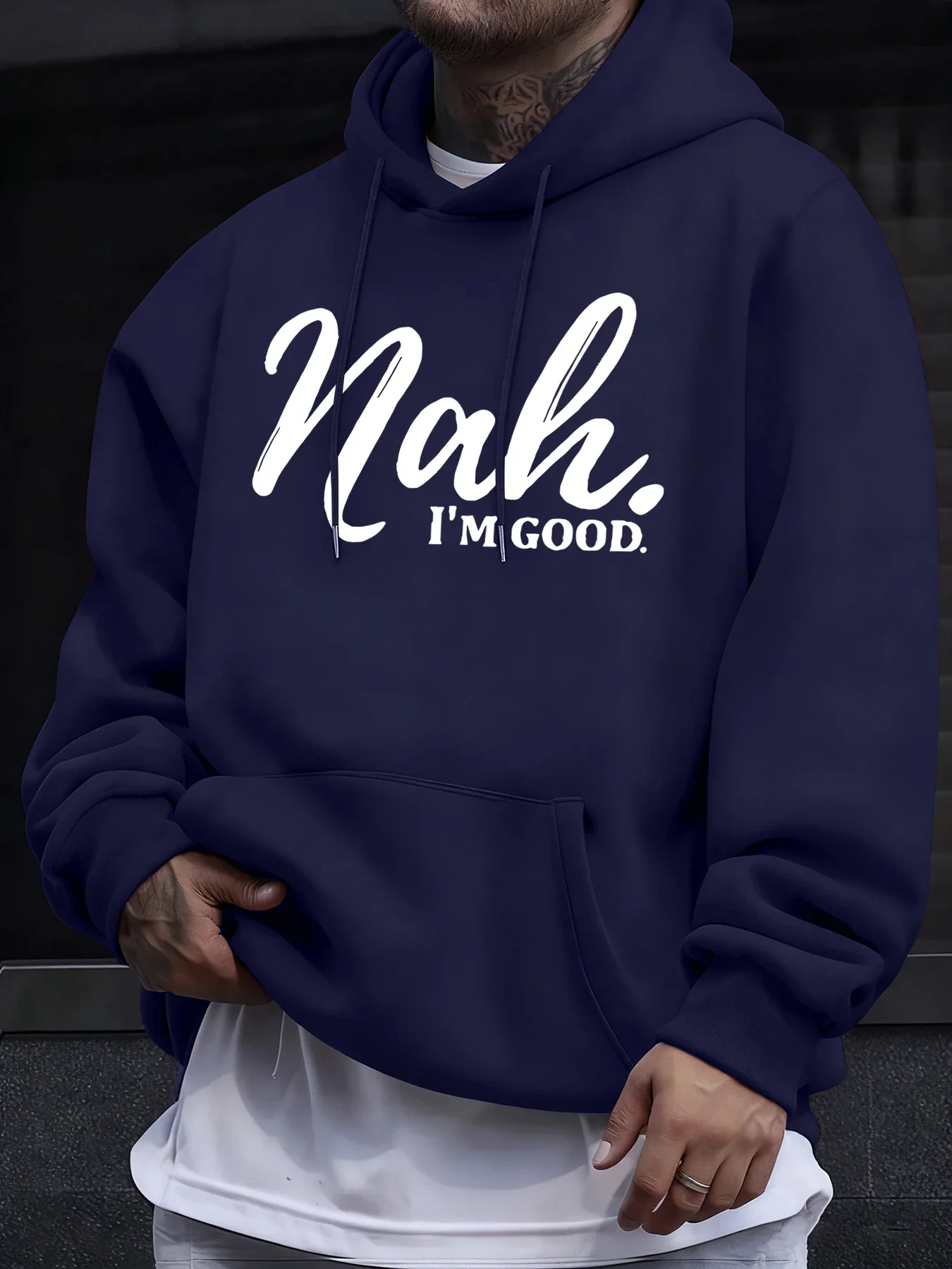 Nah I'M Good - Sweat-shirt à capuche décontracté pour homme, imprimé, en molleton doux et confortable, style Hip Hop classique
Nah I'M Good - Sweat-shirt à capuche décontracté pour homme, imprimé, en molleton doux et confortable, style Hip Hop classique