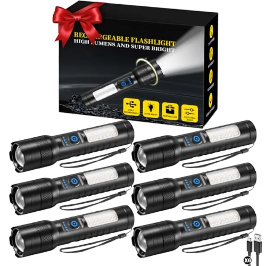 6Pack Small Flashlight Powerful 7Mode Rechargeable Flashlights High Lumens Adjustable Tactical Flashlight Pocket Super Bright L
6Pack Small Flashlight Powerful 7Mode Rechargeable Flashlights High Lumens Adjustable Tactical Flashlight Pocket Super Bright L