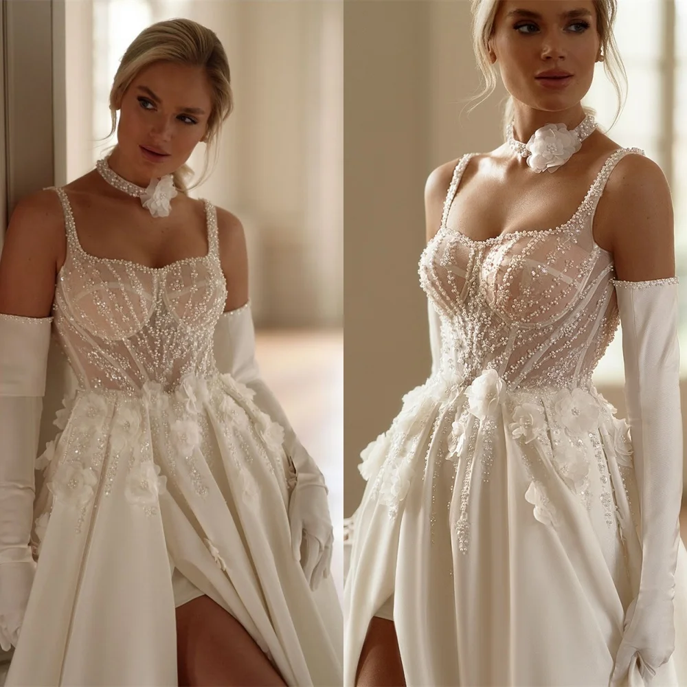 Customized White Satin Wedding Dress Elegant Strapless Spaghetti Straps Bridal Party High Quality Zipper Back Vestido De Novia
Customized White Satin Wedding Dress Elegant Strapless Spaghetti Straps Bridal Party High Quality Zipper Back Vestido De Novia