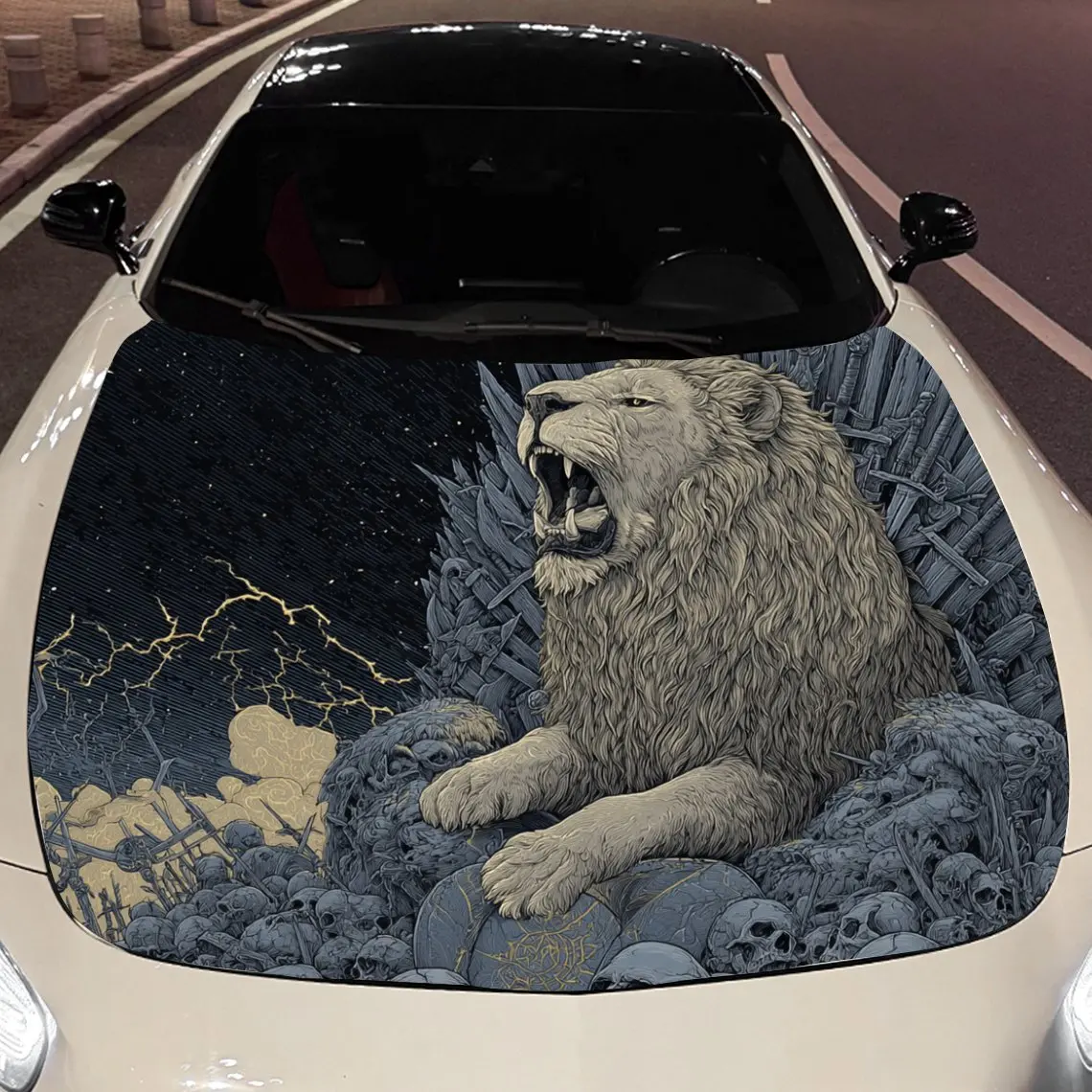 Lion with Skulls and Lightning Car Hood Sticker, Waterproof Self-adhesive Vehicle Vinyl Wraps Decal, Trendy Auto Exterior Decora
Lion with Skulls and Lightning Car Hood Sticker, Waterproof Self-adhesive Vehicle Vinyl Wraps Decal, Trendy Auto Exterior Decora