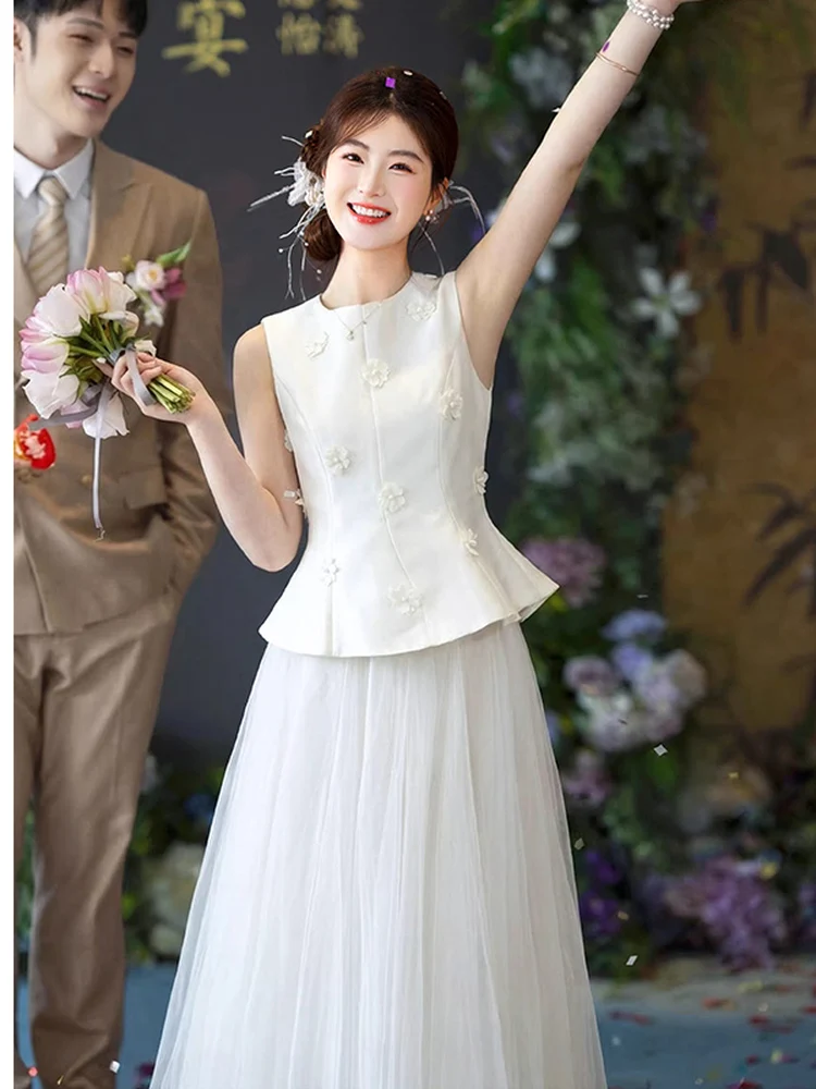 Elegant Wedding Dress Skirt for Bride Registration Certificate High-End New Style Korean Version Mid-Waist Ball Gown
Elegant Wedding Dress Skirt for Bride Registration Certificate High-End New Style Korean Version Mid-Waist Ball Gown