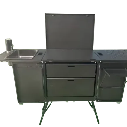 Customized Outdoor Camping Kitchen Box with Wheels and Pull Rod Multi Functional Foldable Integrated Cooking Station
Customized Outdoor Camping Kitchen Box with Wheels and Pull Rod Multi Functional Foldable Integrated Cooking Station
