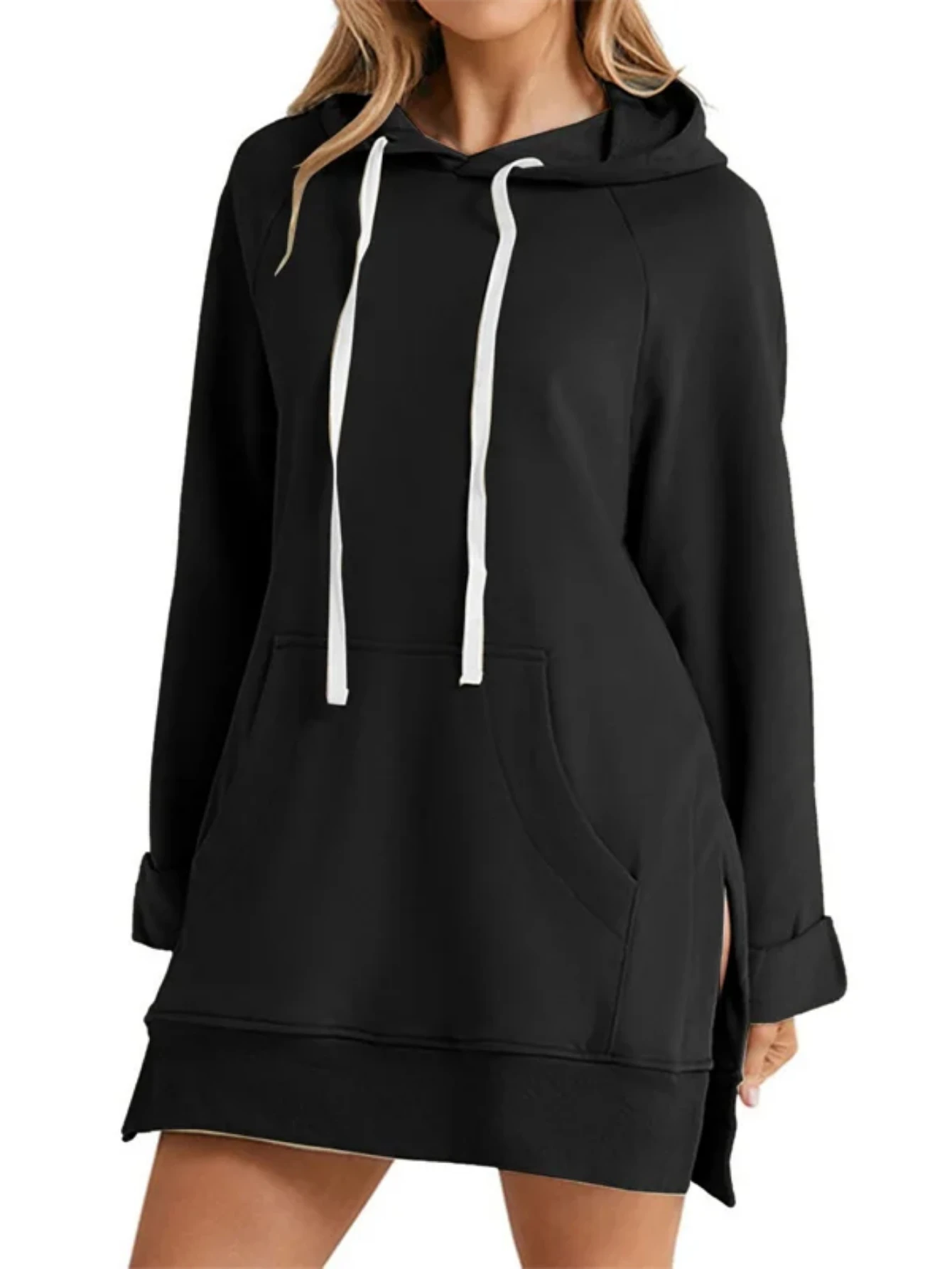 Женское худи-платье с разрезом по низу, на шнурке, свободного кроя, с большим карманом, с капюшоном, средней длины, для повседневной носки, свиданий, спорта
Женское худи-платье с разрезом по низу, на шнурке, свободного кроя, с большим карманом, с капюшоном, средней длины, для повседневной носки, свиданий, спорта