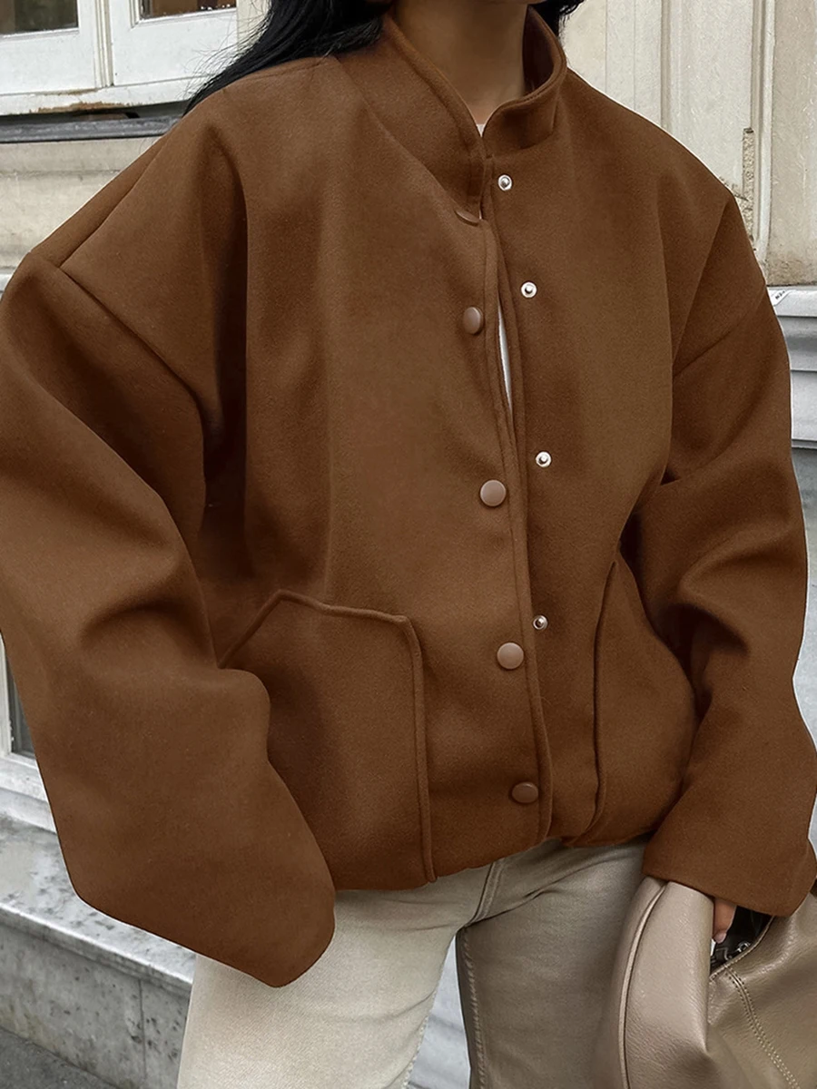 Autumn Vintage Solid Woolen Coat Women Single Breasted Long Sleeve Stand Collar Jackets 2024 New Streetwear Fashion Overcoat
Autumn Vintage Solid Woolen Coat Women Single Breasted Long Sleeve Stand Collar Jackets 2024 New Streetwear Fashion Overcoat