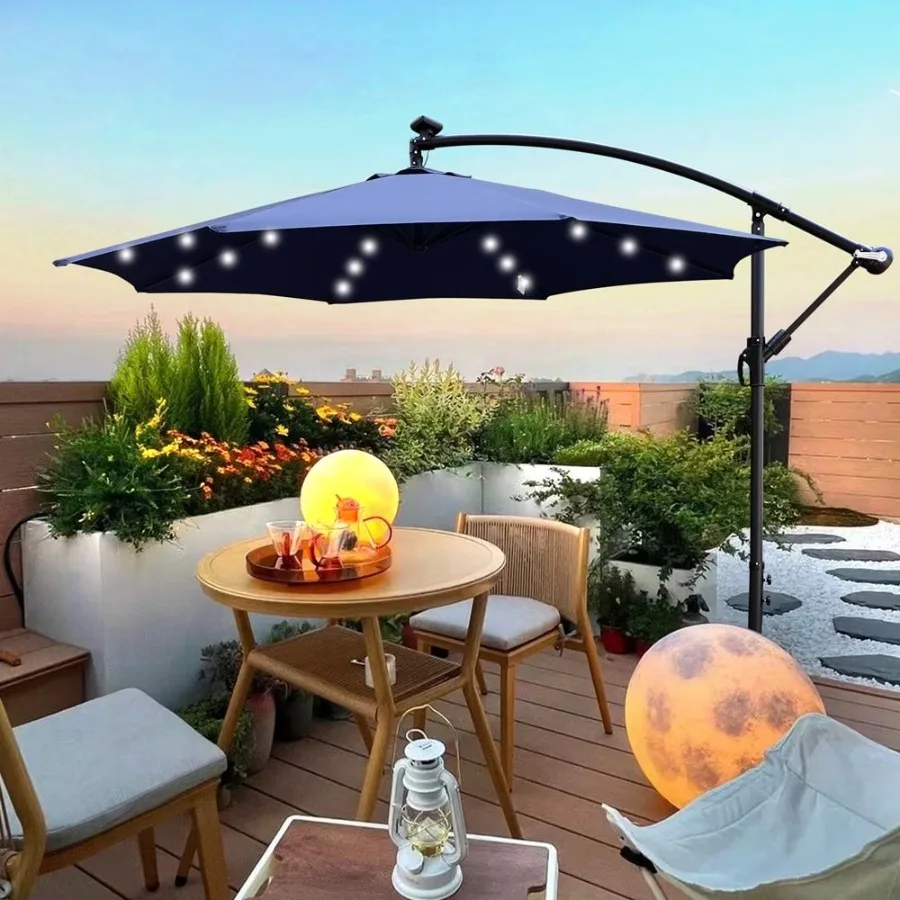 10 ft Outdoor Patio Umbrella Solar Powered LED Lighted Sun Shade Market Waterproof 8 Ribs Umbrella with Crank and Cross Base fo
10 ft Outdoor Patio Umbrella Solar Powered LED Lighted Sun Shade Market Waterproof 8 Ribs Umbrella with Crank and Cross Base fo