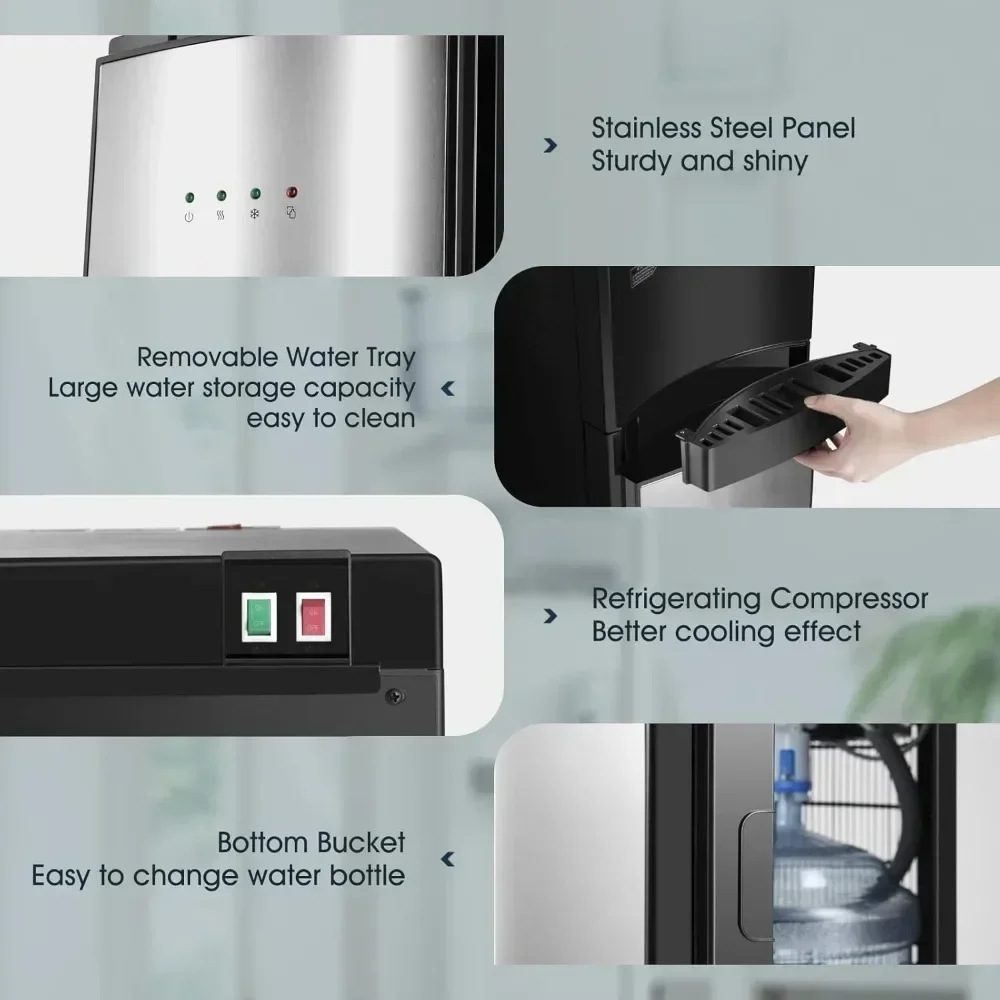 5 Gallon Water Dispenser, Bottom Loading Hot Cold Water Cooler,3 Temperature Settings, Empty Bottle Indicator with Child Safety
5 Gallon Water Dispenser, Bottom Loading Hot Cold Water Cooler,3 Temperature Settings, Empty Bottle Indicator with Child Safety