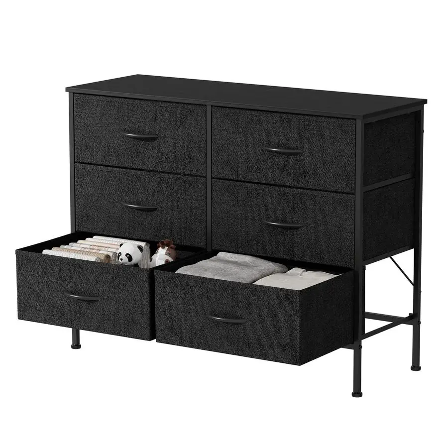 Black Dresser for Bedroom, 6Drawer Fabric Drawer Storage Organizer, Chest of Drawers with Metal Frame and Wood Top for Nursery,
Black Dresser for Bedroom, 6Drawer Fabric Drawer Storage Organizer, Chest of Drawers with Metal Frame and Wood Top for Nursery,