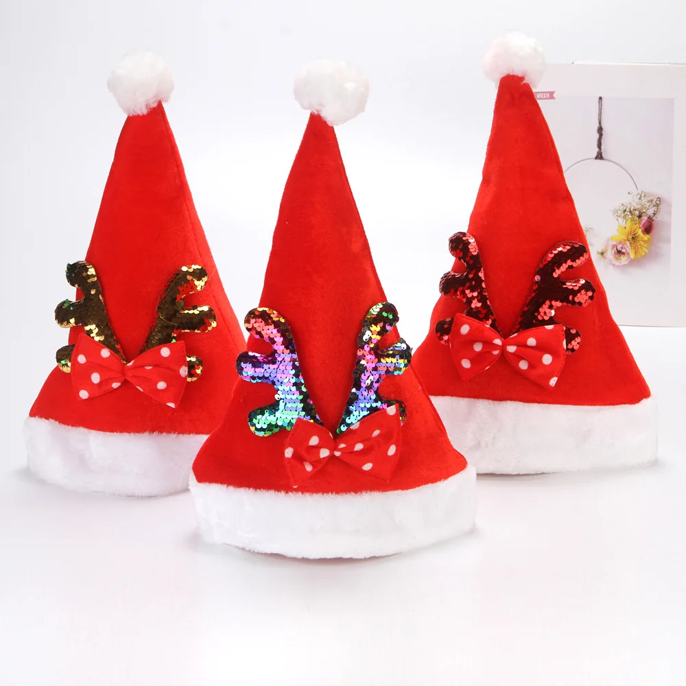 Velvet Flip Sequins Antlers Christmas Hat Fashion Plush Santa Claus Christmas Hat Christmas Party Decoration Performance Props
Velvet Flip Sequins Antlers Christmas Hat Fashion Plush Santa Claus Christmas Hat Christmas Party Decoration Performance Props