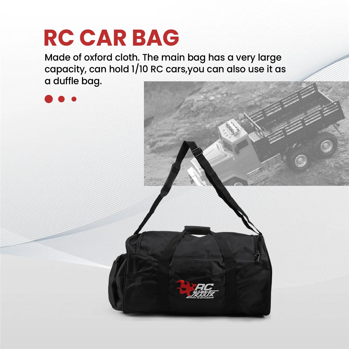 A72I Duffel Bag Waterproof Storage Bag for 1/10 RC Crawler Drift Cars Axial SCX10 90046 TRX4 D90 MST
A72I Duffel Bag Waterproof Storage Bag for 1/10 RC Crawler Drift Cars Axial SCX10 90046 TRX4 D90 MST