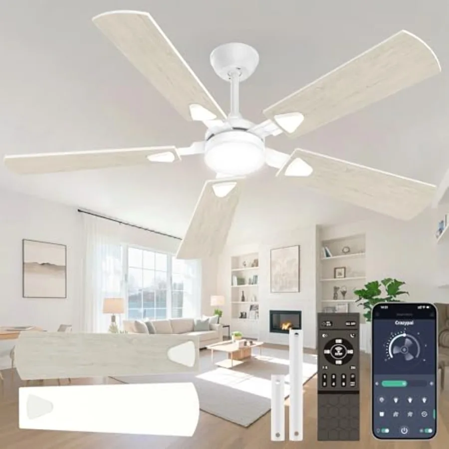 Ceiling Fans with Lights 52 Inch Modern Ceiling Fans with Lights and Remote Control DC Reversible Motor Noiseless 3CCT Ceiling
Ceiling Fans with Lights 52 Inch Modern Ceiling Fans with Lights and Remote Control DC Reversible Motor Noiseless 3CCT Ceiling