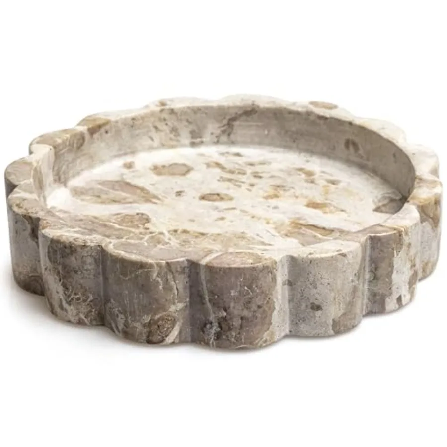 Scalloped Marble Tray - 8 Inch Round Stone Vanity Tray for Perfume and Jewelry Marble Dish for Bathroom Countertop and Kitchen
Scalloped Marble Tray - 8 Inch Round Stone Vanity Tray for Perfume and Jewelry Marble Dish for Bathroom Countertop and Kitchen