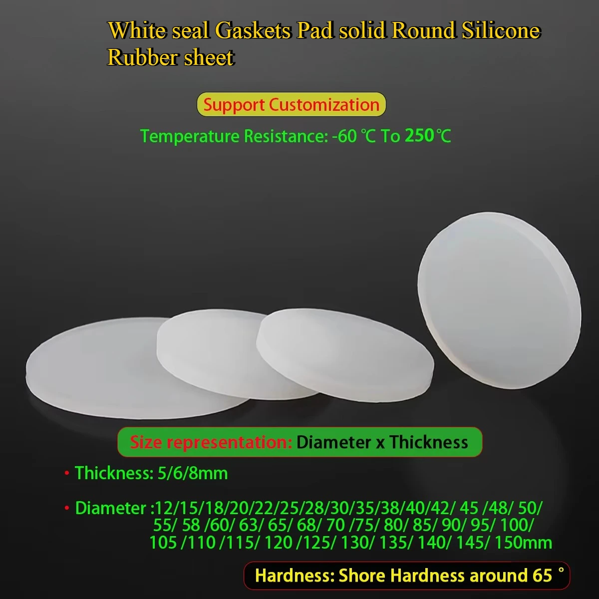 White Seal Gaskets Pad Solid Round Silicone Rubber Sheet 10PCS Diameter 12/15/18/20/22/25/28/30/35/38/40-150mm Thickness 5/6/8mm
White Seal Gaskets Pad Solid Round Silicone Rubber Sheet 10PCS Diameter 12/15/18/20/22/25/28/30/35/38/40-150mm Thickness 5/6/8mm