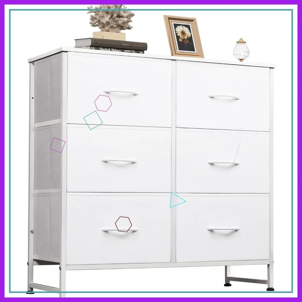 White Dresser with 6 Drawers, Fabric Storage Tower and Bins for Bedroom, Closet, Living Room
White Dresser with 6 Drawers, Fabric Storage Tower and Bins for Bedroom, Closet, Living Room