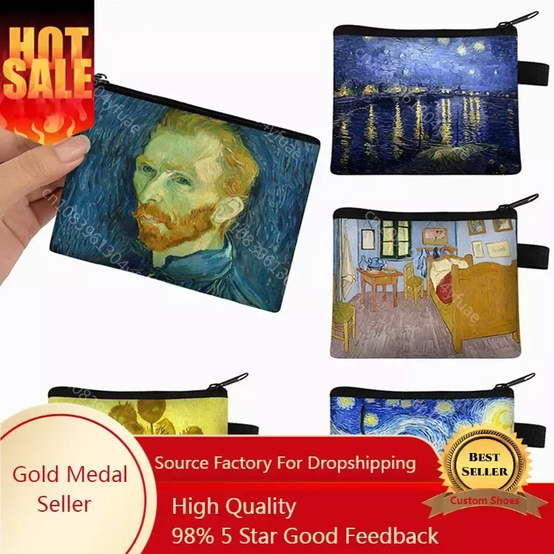 Retro Van Gogh Art Print Coin Purses Sunflower The Starry Night Bedroom in Arles Oil Painting Wallet Mini Purse Coin Pouch Gift
Retro Van Gogh Art Print Coin Purses Sunflower The Starry Night Bedroom in Arles Oil Painting Wallet Mini Purse Coin Pouch Gift