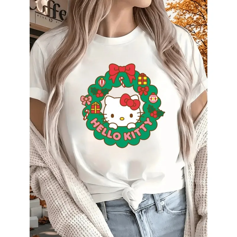 Sanrio Cotton T-shirt with Holiday Elements Fun Printed T-shirt Casual Fashion Loose Women's Short Sleeve Trendy Round Neck Top
Sanrio Cotton T-shirt with Holiday Elements Fun Printed T-shirt Casual Fashion Loose Women's Short Sleeve Trendy Round Neck Top