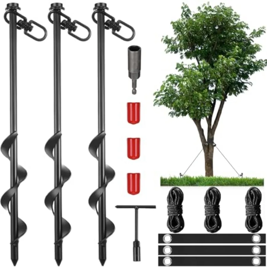 3 Set Tree Stake Kits Heavy Duty Tree Staking and Supports Straps Ties for Straightening Leaning Young Trees Stabilizer Metal S
3 Set Tree Stake Kits Heavy Duty Tree Staking and Supports Straps Ties for Straightening Leaning Young Trees Stabilizer Metal S