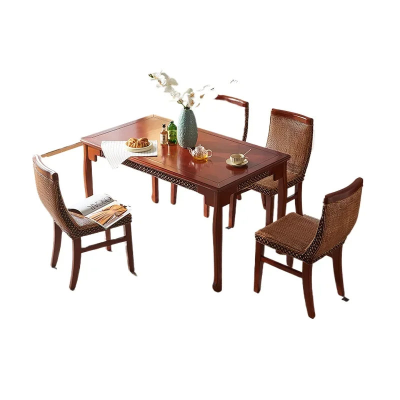 Classical Chinese beech color restaurant complete set of solid wood dining table and chair combination
Classical Chinese beech color restaurant complete set of solid wood dining table and chair combination