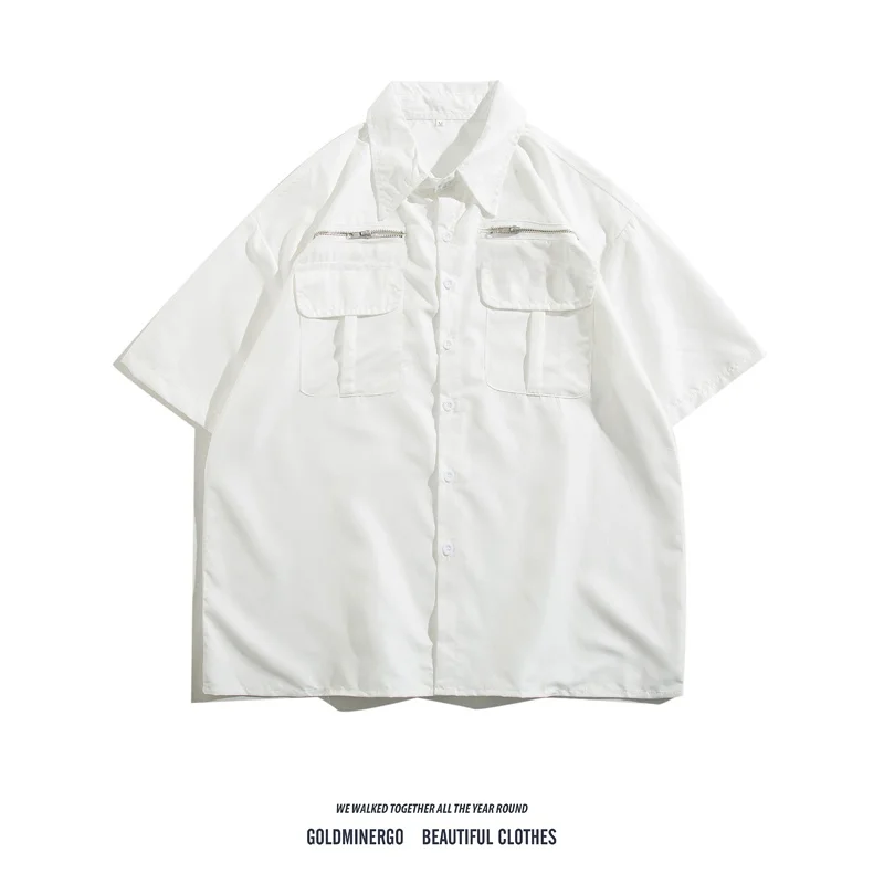 Summer Casual Men's Short Sleeve Shirt Zipper Loose Stylish Streetwear High Street Trendy Brand Outerwear Workwear Design
Summer Casual Men's Short Sleeve Shirt Zipper Loose Stylish Streetwear High Street Trendy Brand Outerwear Workwear Design