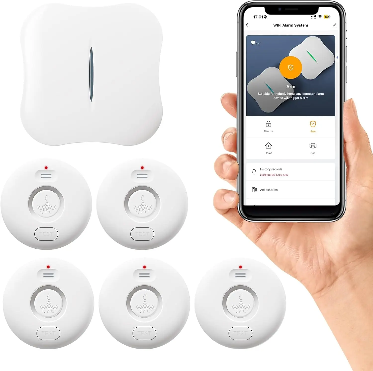 Smart WiFi Water Leak Detector Set with App Alerts, 5 Sensors & Gateway for Home Protection
Smart WiFi Water Leak Detector Set with App Alerts, 5 Sensors & Gateway for Home Protection