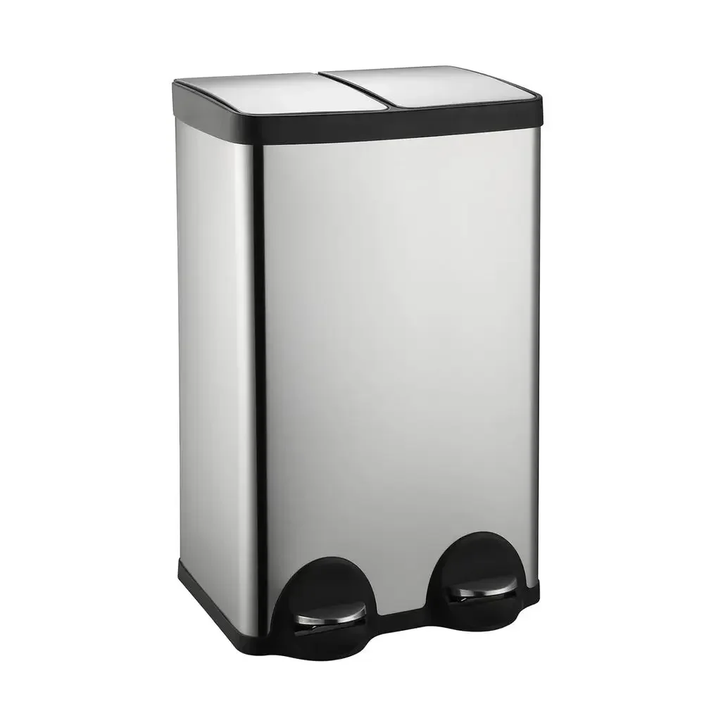 60 Liter Dual Bin Trash Can with Lids, Stainless Steel Kitchen Recycling Waste Bin for Home or Office
60 Liter Dual Bin Trash Can with Lids, Stainless Steel Kitchen Recycling Waste Bin for Home or Office
