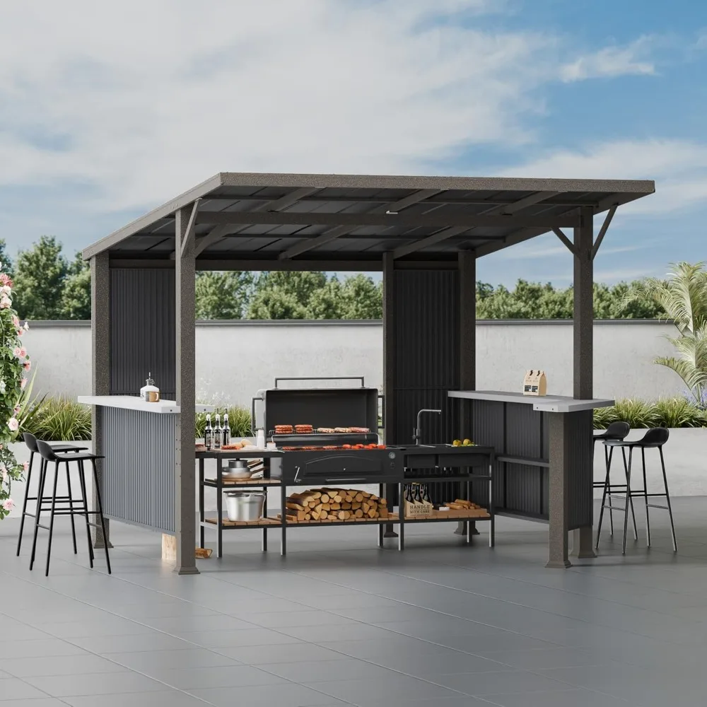 10X10 FT Hardtop BBQ Gazebo, Outdoor Pergola with Multi Shelves, Hardtop Aluminum Grill Gazebo for BBQ with Independent, Custom
10X10 FT Hardtop BBQ Gazebo, Outdoor Pergola with Multi Shelves, Hardtop Aluminum Grill Gazebo for BBQ with Independent, Custom